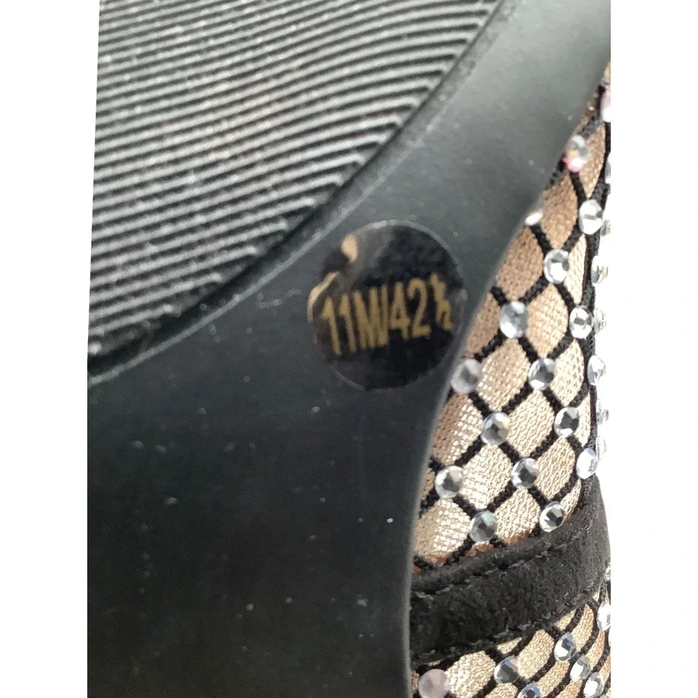 INC International Concepts Zitah85 Black Mesh Rhinestone Pointed Toe Pumps 11M